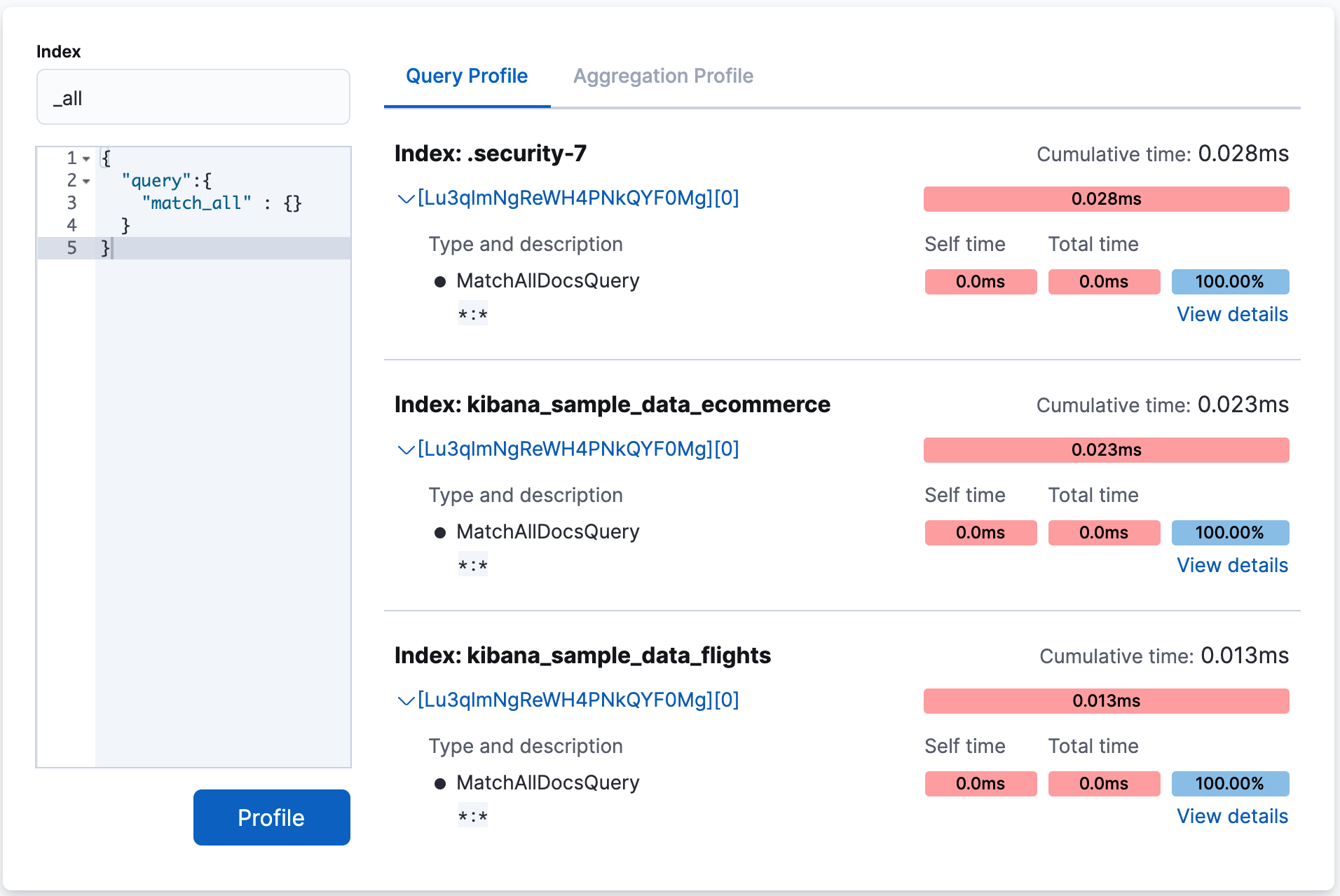 Search Profiler match_all example