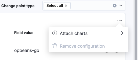 Change point detection add to charts menu