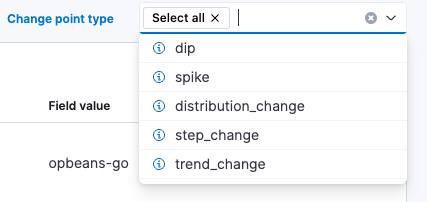Change point detection filter by type list